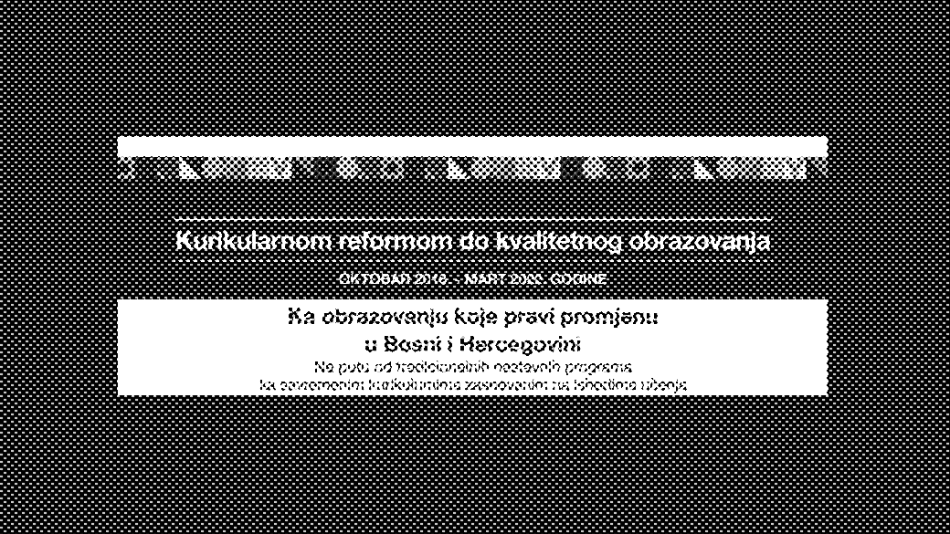 Kurikulumska reforma obrazovanja u Bosni i Hercegovini, plavi dizajn s uzorkom boja na vrhu.