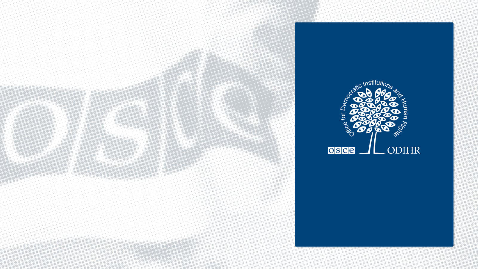OSCE ODIHR logo with a stylized white tree on a blue background.