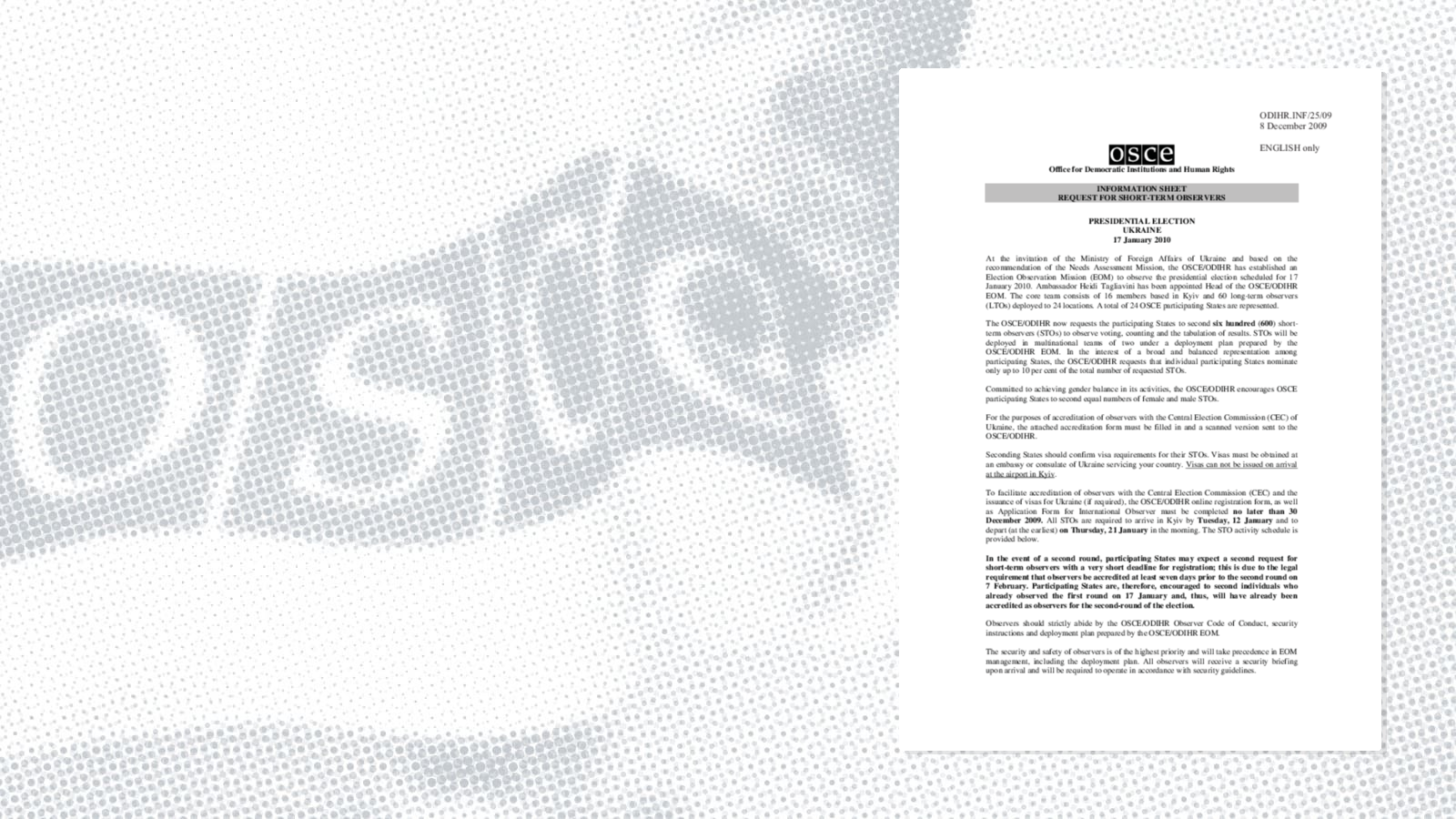 Request for short-term observers