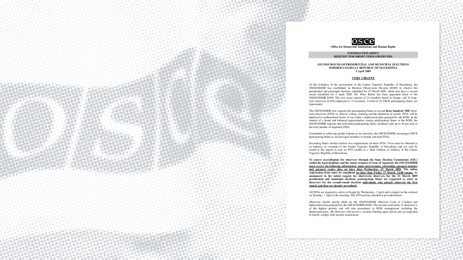 Request for short-term observers