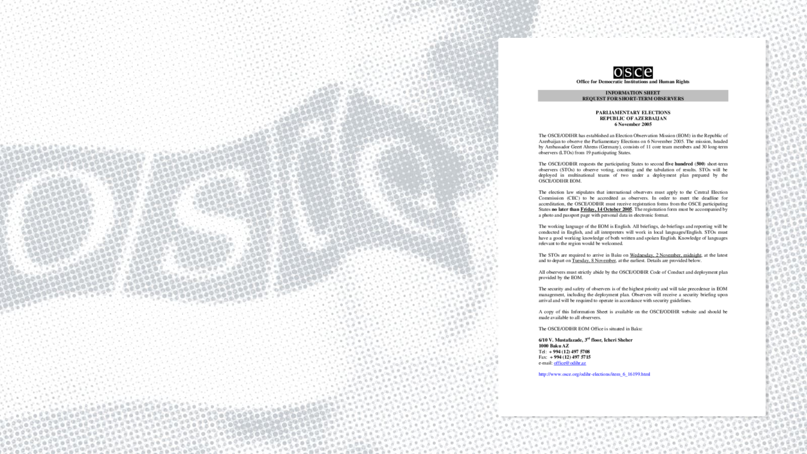 Request for short-term observers