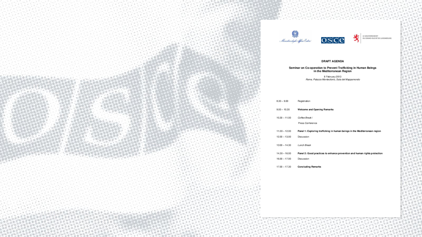 Draft Agenda Draft Agenda