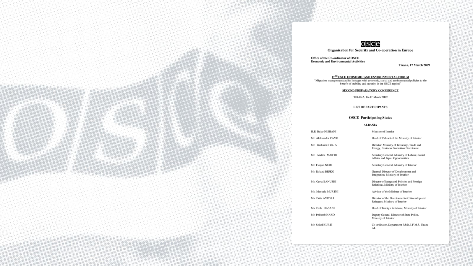 List of participants