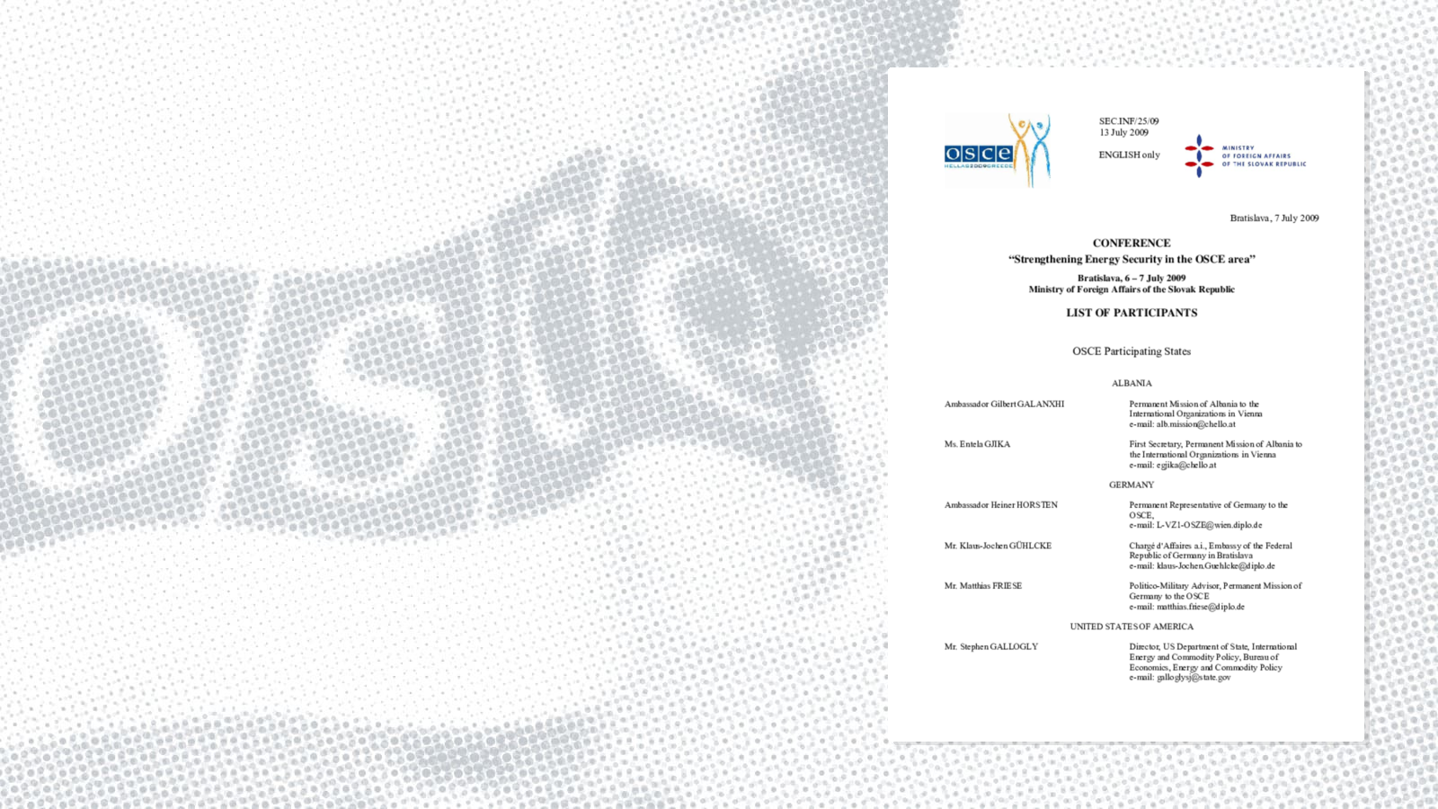 List of participants