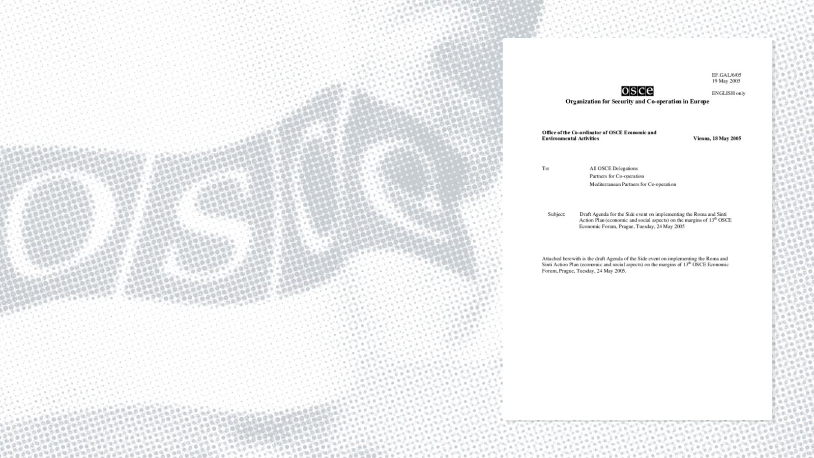 Draft Agenda for the Side event on implementing the Roma and Sinti Action Plan (economic and social aspects)