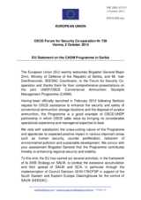 Statement by the Lithuanian Presidency of the Council of the EU in response to the presentations on conventional ammunition stockpile management by Brigadier General B. Zrnic and by Mr. I. Zveržhanovski