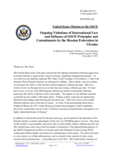 Statement by the Delegation of the United States of America on the Russia’s ongoing aggression against Ukraine and illegal occupation of Crimea