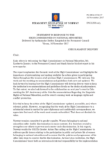 Statement by the Delegation of Norway in response to the report by the High Commissioner on National Minorities, Ambassador Lamberto Zannier