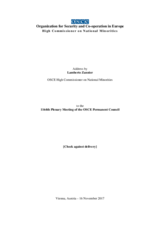 Report by the High Commissioner on National Minorities, Ambassador Lamberto Zannier