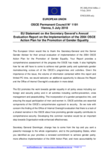 Statement by the Austrian EU Presidency in response to the presentation by the Secretary General of the Annual Evaluation Report on the Implementation of the 2004 OSCE Action Plan for the Promotion of Gender Equality