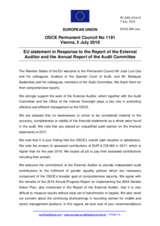 Statement by the Austrian EU Presidency  in response to the Financial Report and Financial Statements for the Year Ended 31 December 2017 and the Report of the External Auditor