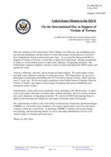 Statement by the Delegation of the United States of America on the International Day in Support of Victims of Torture, marked on 26 June 2018