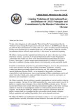 Statement by the Delegation of the United States of America on Russia’s ongoing aggression against Ukraine and the illegal occupation of Crimea