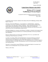Statement by the Delegation of the United States of America on release of the 2018 Trafficking in Persons Report by the United States Department of State.