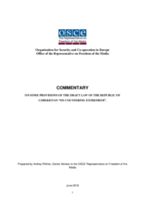Commentary on Some Provisions of the Draft Law of the Republic of Uzbekistan "On Countering Extremism" Commentary on Some Provisions of the Draft Law of the Republic of Uzbekistan "On Countering Extremism"