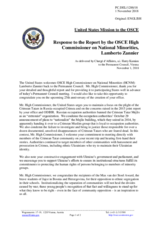 Statement by the Delegation of the United States of America in response to the report by the High Commissioner on National Minorities, Ambassador Lamberto Zannier