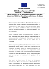 Déclaration de l’UE en réponse au rapport du Chef de la Mission de l’OSCE en République de Moldavie, Mr. Claus Neukirch