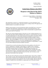 Statement by the Delegation of the United States of America in response to the report by the Head of the OSCE Mission to Moldova, Dr. Claus Neukirch