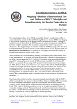 Statement by the Delegation of the United States of America on Russia’s ongoing aggression against Ukraine and the illegal occupation of Crimea