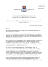 Statement by the Delegation of Norway on the United Nations International Day to End Impunity for Crimes against Journalists, to be observed on 2 November 2018