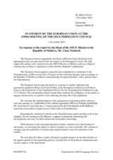 Statement by the Austrian EU Presidency in response to the report by the Head of the OSCE Mission to Moldova, Dr. Claus Neukirch