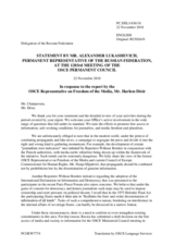 Statement by the Delegation of the Russian Federation in response to the report by the OSCE Representative on Freedom of the Media, Mr. Harlem Désir 