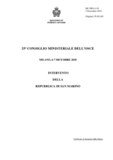 Statement by H.E. Elena Molaroni, Ambassador and Permanent Representative to the OSCE
