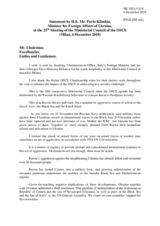 Statement by H.E. Pavlo Klimkin, Minister for Foreign Affairs 