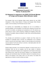 Statement by the Romanian EU Presidency in response to the address by the Chairperson-in-Office of the OSCE, Minister of Foreign and European Affairs of Slovakia, H.E. Mr. Miroslav Lajčák