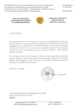 Response by the Delegation of Armenia to the Questionnaire on the Code of Conduct on Politico-Military Aspects of Security