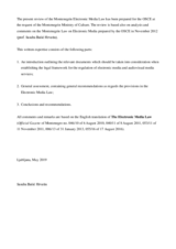 Legal Analysis of "Electronic Media Law" of Montenegro Legal Analysis of "Electronic Media Law" of Montenegro