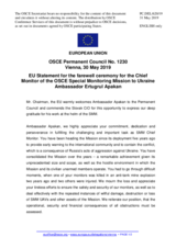 Statement by the Romanian EU Presidency on the occasion of the farewell to the outgoing Chief Monitor of the OSCE Special Monitoring Mission to Ukraine, Ambassador Ertugrul Apakan
