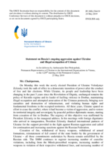 Statement by the Delegation of Ukraine on Russia’s ongoing aggression against Ukraine and illegal occupation of Crimea