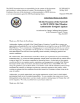 Delegation of the United States of America on the occasion of the farewell to the outgoing Chief Monitor of the OSCE Special Monitoring Mission to Ukraine, Ambassador Ertugrul Apakan