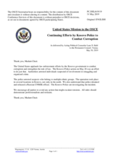 Statement by the Delegation of the United States of America on the continuing efforts by the Kosovo police to combat corruption