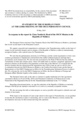 Statement by the Romanian EU Presidency in response to the report by the Head of the OSCE Mission to Moldova, Ambassador Claus Neukirch