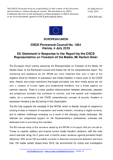 Statement by the Finnish EU Presidency in response to the report by the OSCE Representative on Freedom of the Media, Mr. Harlem Désir
