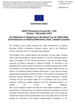 Statement by the Finnish EU Presidency in response to the report by the High Commissioner on National Minorities, Ambassador Lamberto Zannier
