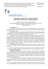 Statement by the Delegation of Ukraine in response to the report by the High Commissioner on National Minorities, Ambassador Lamberto Zannier