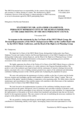 Statement by the Delegation of the Russian Federation in response to the address by the Co-Chairs of the OSCE Minsk Group, to address by the OSCE CiO PR on the Conflict Dealt with by the OSCE Minsk Conference, and to the report by the Head of the HLPG