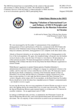 Statement by the Delegation of the United States of America on Russia’s ongoing aggression against Ukraine and illegal occupation of Crimea