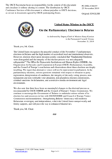 Statement by the Delegation of the United States of America on the parliamentary elections in Belarus, held on 17 November 2019