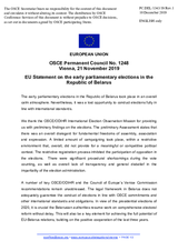 Statement by the Finnish EU Presidency on the parliamentary elections in Belarus, held on 17 November 2019