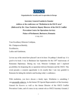 Speech by Secretary General on Mediation in the OSCE Area
