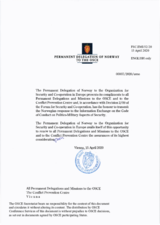 Response by the Delegation of Norway to the Questionnaire on the Code of Conduct on Politico-Military Aspects of Security