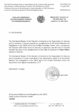 Response by the Delegation of Armenia to the Questionnaire on the Code of Conduct on Politico-Military Aspects of Security