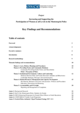 Increasing and Supporting the Participation of Women at all Levels in the Montenegrin Police