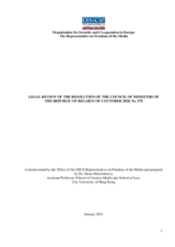 Legal review of Resolution No. 578 of Belarus, on governing accreditation rules and procedures for foreign journalists in Belarus Legal review of Resolution No. 578 of Belarus, on governing accreditation rules and procedures for foreign journalists in Belarus