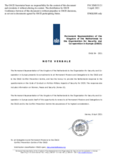 Response by the Delegation of the Netherlands to the Questionnaire on the Code of Conduct on Politico-Military Aspects of Security