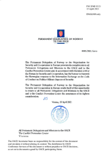 Response by the Delegation of Norway to the Questionnaire on the Code of Conduct on Politico-Military Aspects of Security